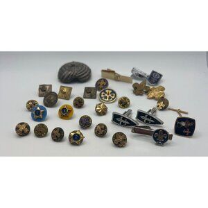 Vintage Boy Scout Jewelry Lot Pins Tie Clips Cufflinks Slide BSA World Jamboree
